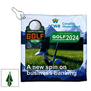 The “Full Color Wedge” Golf Towel” 12” x 12” 300GSM Thickness Full Color Sublimation Microfiber Golf Towel